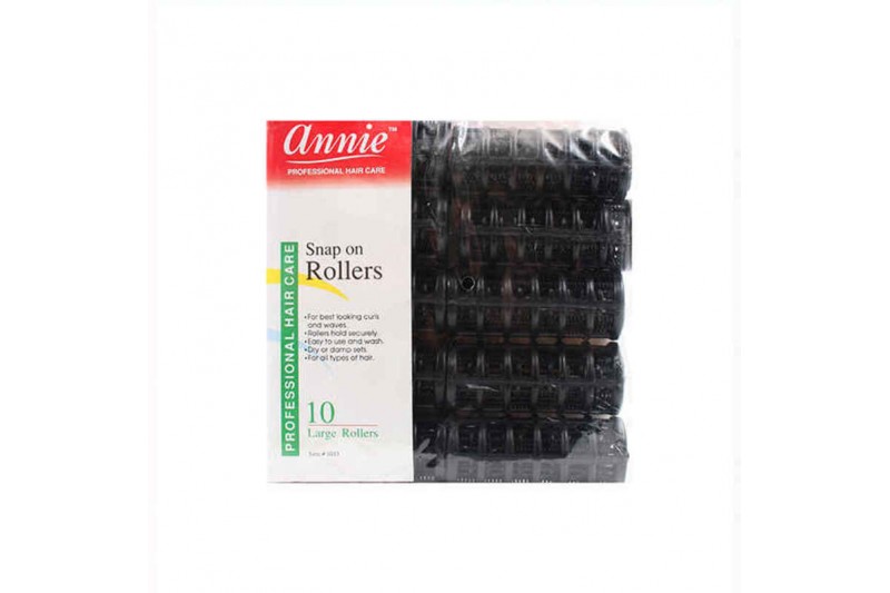 Hair rollers Annie Large Black (10 uds)