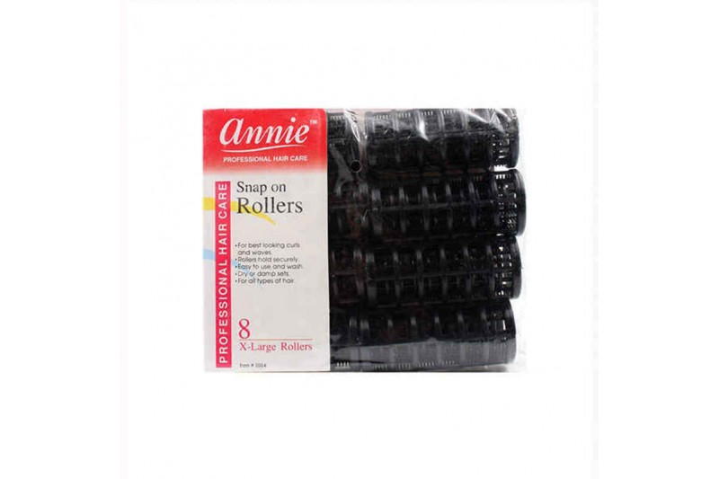 Hair rollers Annie Large Black (8 uds)