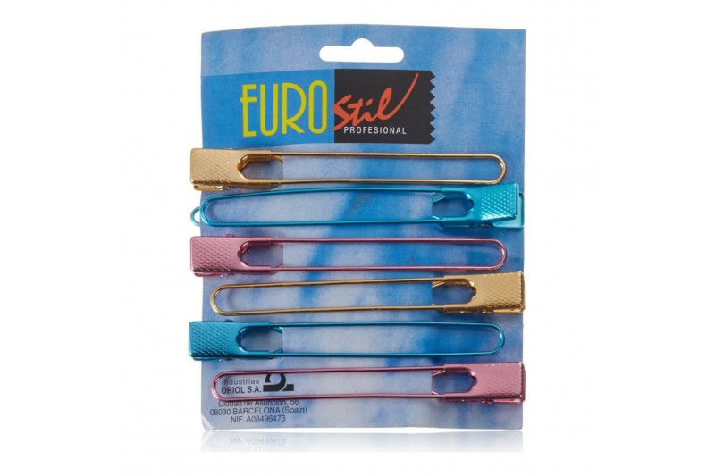 Hair clips Eurostil metal Colours (6...