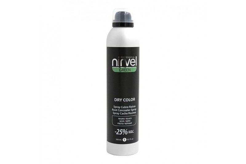 Cover Up Spray for Grey Hair Green Dry Color Nirvel Black (300 ml)