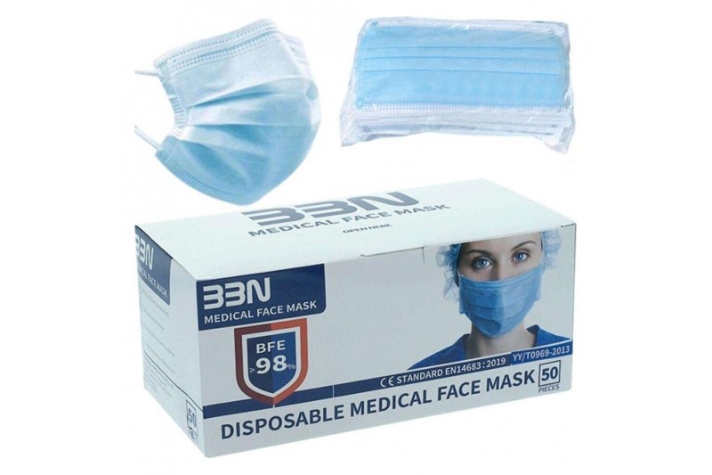 Hygienic Face Mask Blue Adult (50 uds)