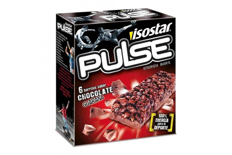 Petite barre énergétique Isostar Pulse Chocolat Guarana (6 uds)