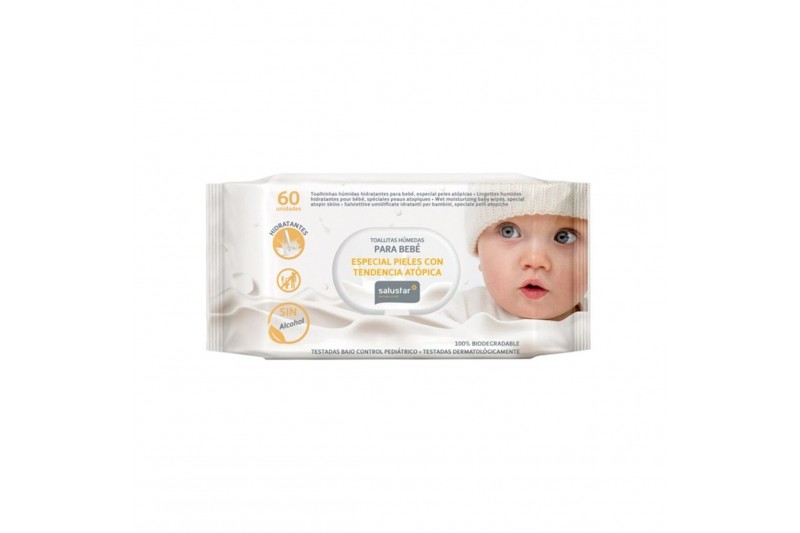 Lingettes imprégnées Salustar 8410800066496 Peaux atopiques (60 uds)