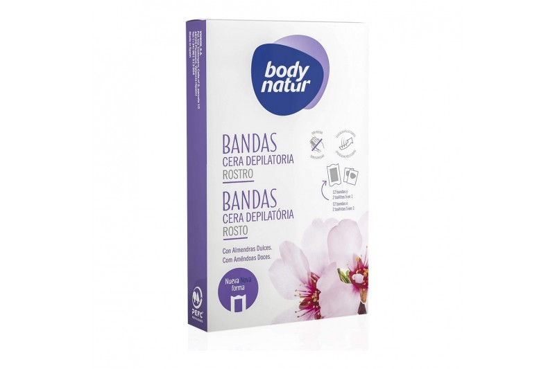 Bandes Épilatoire Faciales Bodynatur Huile d'Amandes (12 uds)