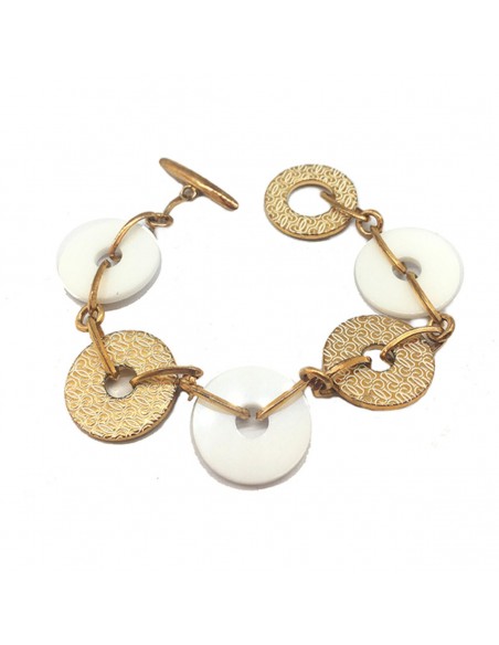 Bracelet Femme Guess CWB10902 Céramique Doré Acier Blanc Acier/Céramique (21 cm)