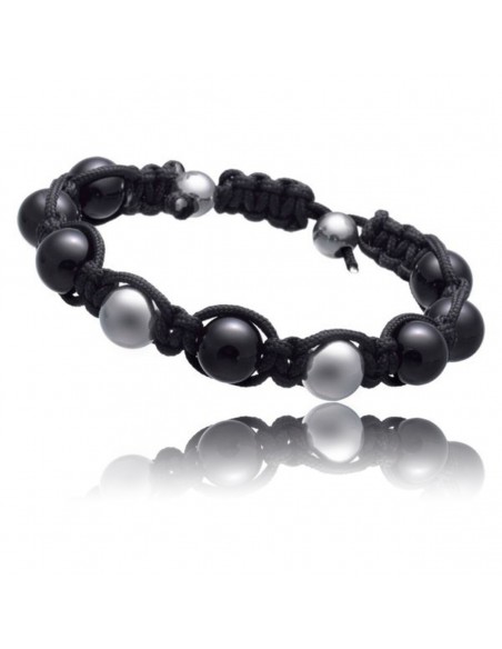 Ladies'Bracelet Time Force TJ1034B01N Black Silver Textile (27 cm)