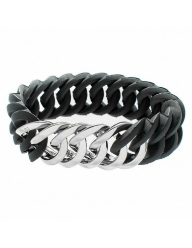 Bracciale TheRubz 100174 Nero Silicone Acciaio inossidabile Argentato 