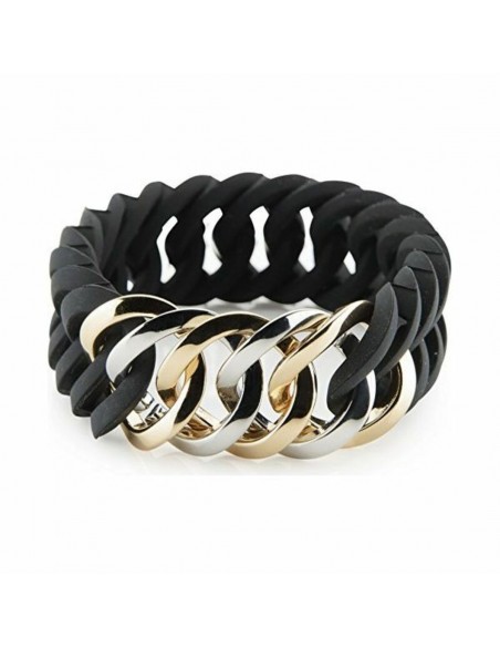 Bracelet TheRubz 100178 Black Grey Silicone Stainless steel Steel/Sili