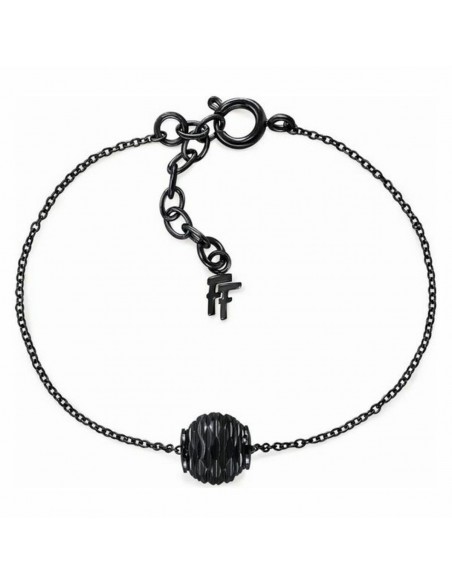 Armband Folli Follie 1B17T003K Zwart Staal (17 cm)