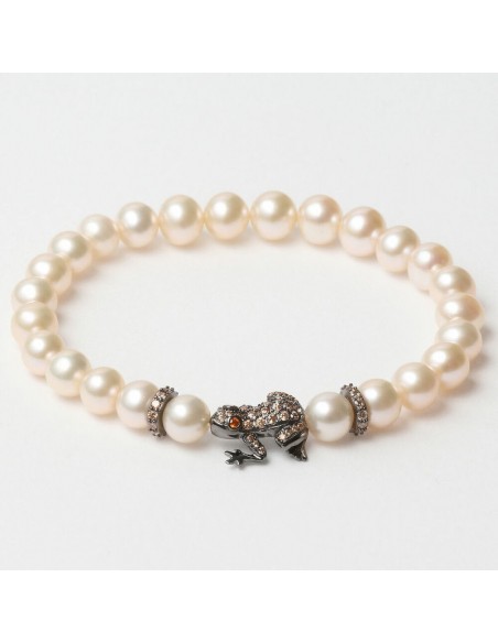 Bracciale Donna Lancaster JLA-BR-FROG-4-WH Marrone Bianco Argento puro