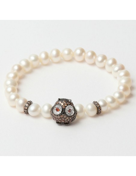 Bracciale Donna Lancaster JLA-BR-OWL-4-WH Marrone Bianco Argento puro 