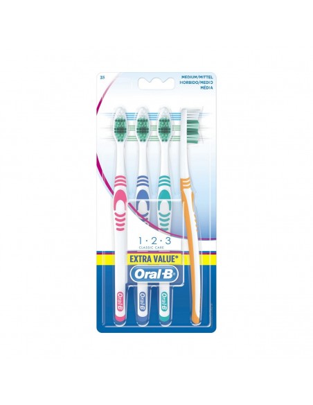 Brosse à Dents Oral-B Shiny Clean Moyen 4 Unités