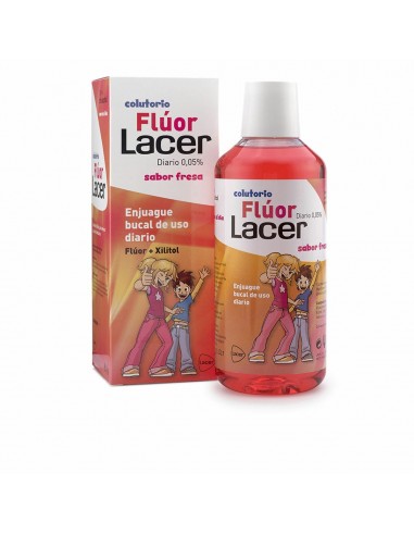 Bain de Bouche Lacer Fraise Fluor Junior (500 ml)