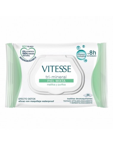 Make Up Remover Wipes Vitesse Tri-Mineral Combination Skin (25 Units)