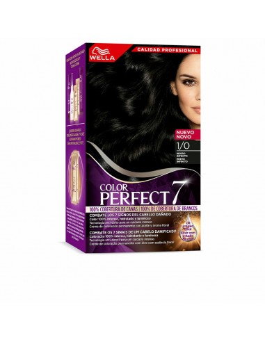 Dauerhafte Creme-Coloration Wella Color Pefect 7 1/0-negro infinito