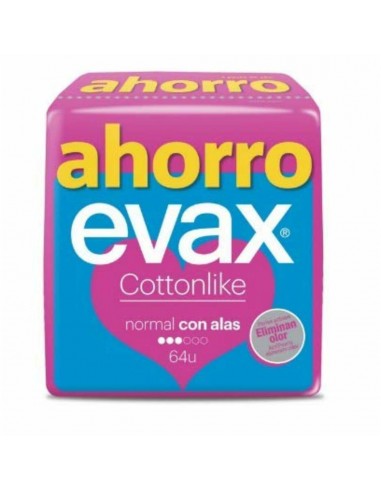 Normal Sanitary Pads with Wings Evax Cottonlike 64 Units