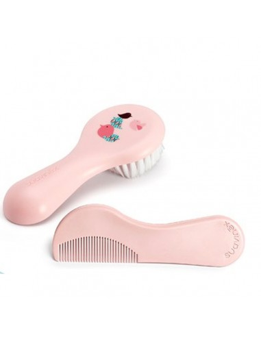 Ensemble de peignes/brosses Suavinex Hygge Baby Rose 2 Unités (2 Pièces)