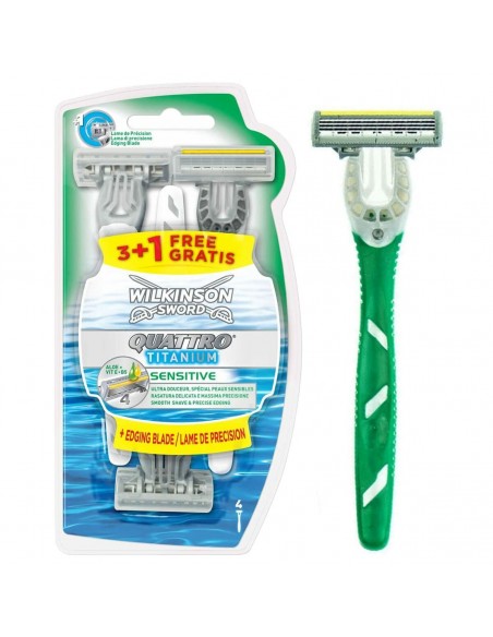 Disposable Razor Wilkinson Sword Quattro Titanium Sensitive 4 Units