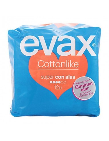 Compresses Super avec Ailes Cotton Like Evax (12 uds)