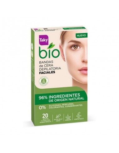 Bandas Depilatorias Faciales Bio Natural Taky (20 uds)