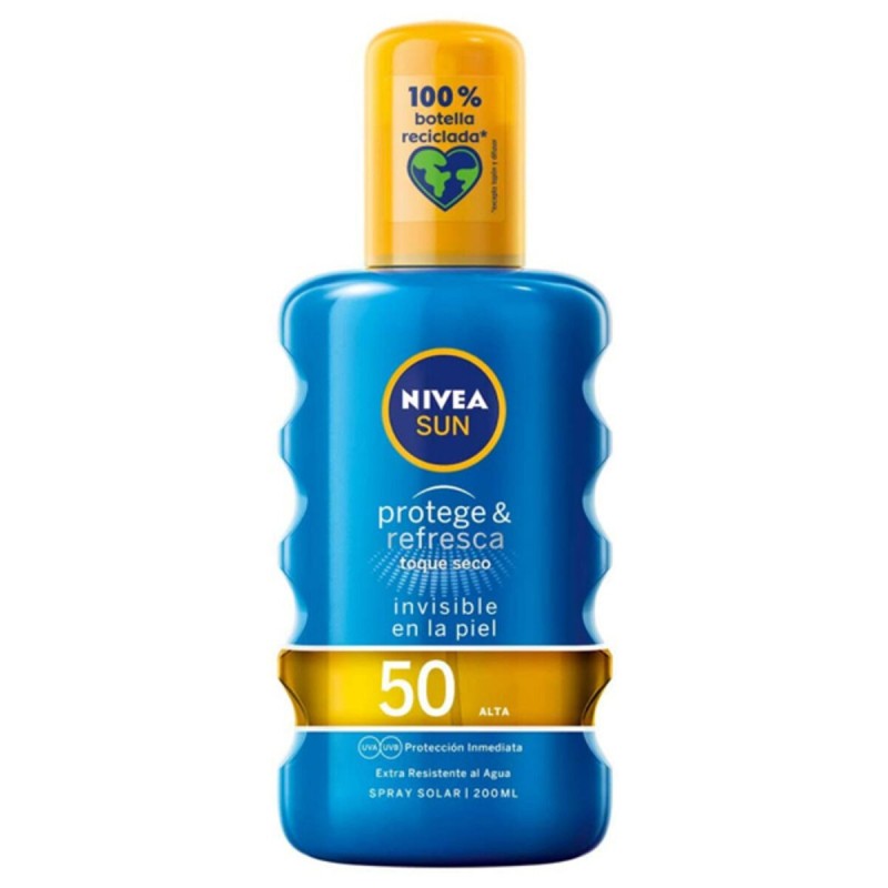 Zon Protector Spray PROTEGE & REFRESCA Nivea Spf 50 (200 ml) 50 (200 m