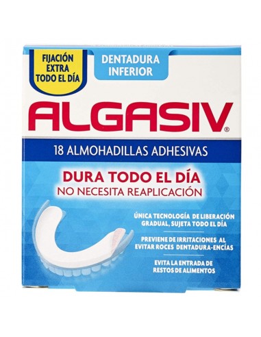 Almohadillas Adhesivas para Dentaduras Inferior Algasiv (18 uds)