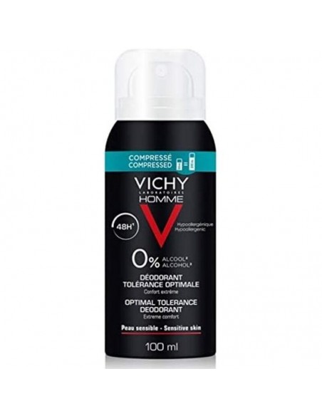 Spray déodorant Vichy Tolérance Optimale Homme Sans Alcool 48 heures Adultes unisexes (100 ml)