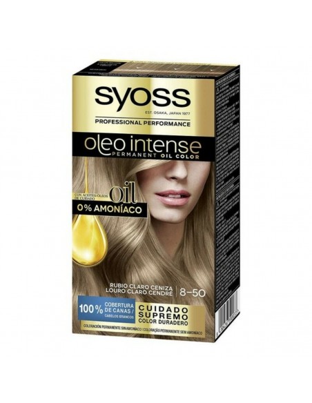 Teinture permanente Olio Intense Syoss Nº 8,50 Blond Clair Cendré