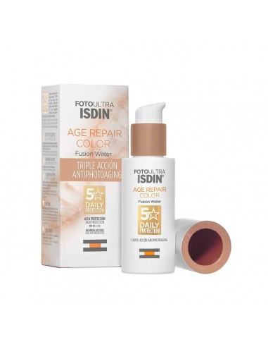 Crème Solaire Avec Couleur Isdin FotoUltra Fluide Réparateur SPF 50 (50 ml)