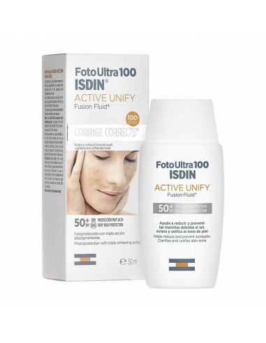 Écran solaire visage Isdin Foto Ultra 100 Active Unify Soin anti-taches Spf 50+ (50 ml)