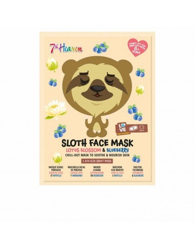 Kalmerend Masker 7th Heaven Animal Sloth Lotus Bloem Bosbessen (1 uds)