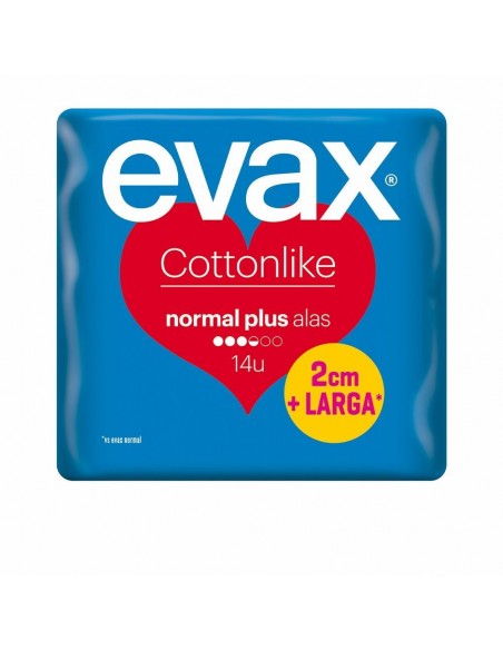 Normal-Binden ohne Flügel Evax Cotton Like  Plus (14 uds)