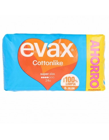 Super Sanitary Pads with Wings Evax Cottonlike (24 uds)