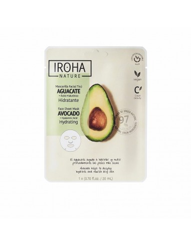 Mascarilla Facial Hidratante Iroha Nature Aguacate Ácido Hialurónico (