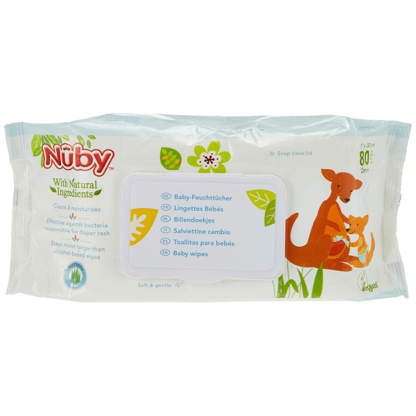 Lingettes imprégnées Nûby CG42080DUFRGEIT Bébé 80 Unités