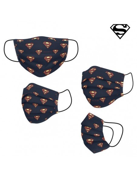 Mascarilla Higiénica de Tela Reutilizable Superman Infantil Azul