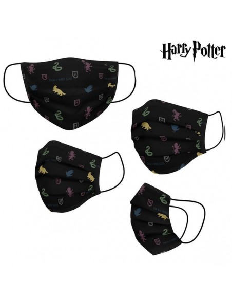 Mascherina Igienica in Stoffa Riutilizzabile Harry Potter Adulto Nero