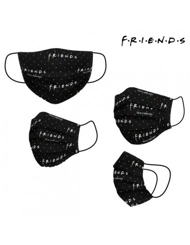 Hygienic Reusable Fabric Mask Friends Adult Black