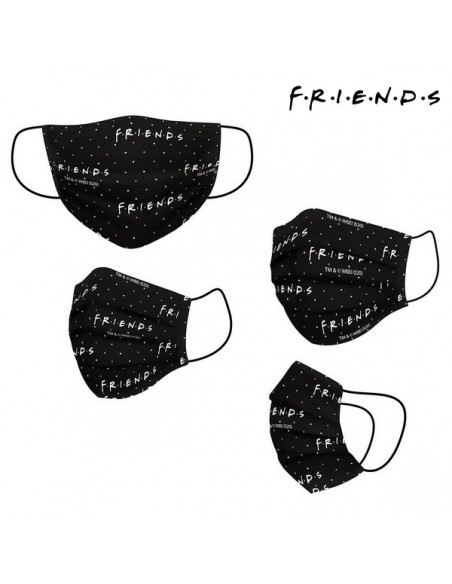 Hygienic Reusable Fabric Mask Friends Adult Black