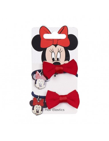 Rubber Hair Bands Minnie Mouse Red Blue Lasso 2 Units