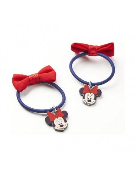 Elastiques pour Cheveux Minnie Mouse Rouge Bleu Lien 2 Unités