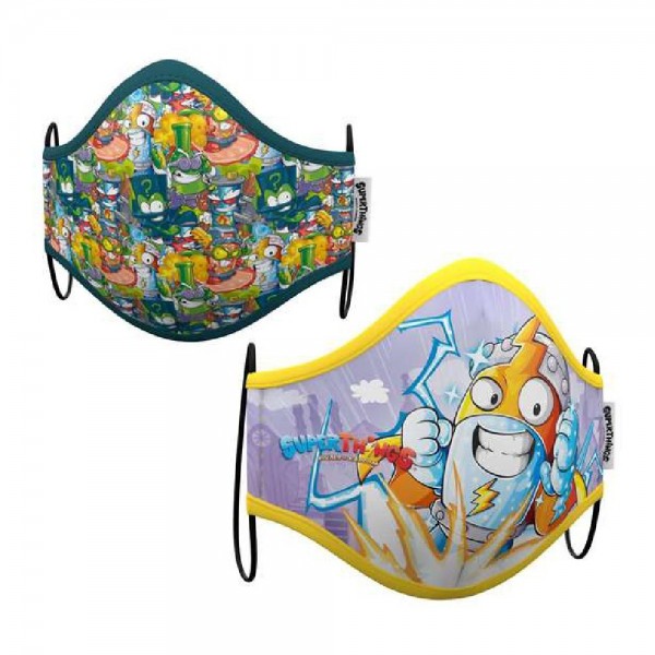 Masque en tissu hygiénique réutilisable SuperThings 3-5 ans (2 uds)