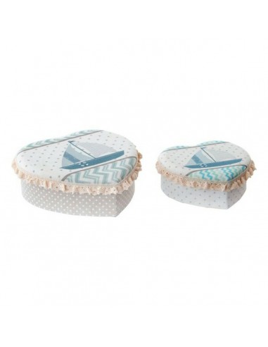 Boîte à bijoux DKD Home Decor Polyester Carton (2 pcs) (14,5 x 6 x 14,5 cm) (19 x 10 x 7 cm)