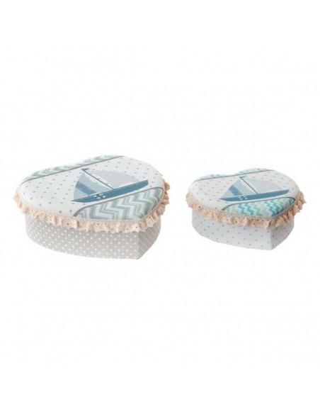 Boîte à bijoux DKD Home Decor Polyester Carton (2 pcs) (14,5 x 6 x 14,5 cm) (19 x 10 x 7 cm)